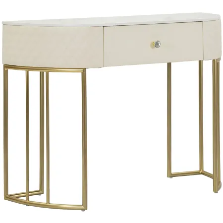 Mobile da Ingresso Similpelle Trapuntata Bianco Oro con Cassetto