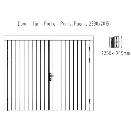 Garage in Legno 350x520 cm Blockhouse 34 mm Doppia Porta Finestra