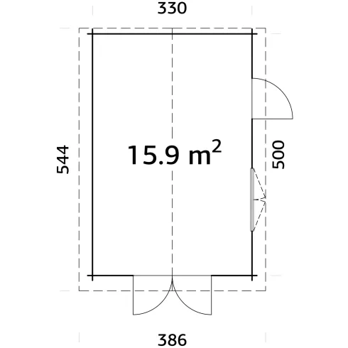 Garage in Legno 350x520 cm Blockhouse 34 mm Doppia Porta Finestra