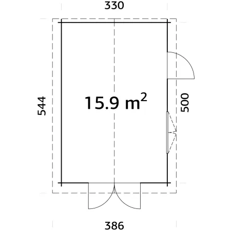 Garage in Legno 350x520 cm Blockhouse 34 mm Doppia Porta Finestra