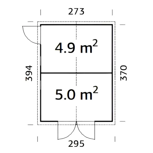 Casetta in Legno 273x370 cm 16 mm Doppia Porta Finestre con Pavimento