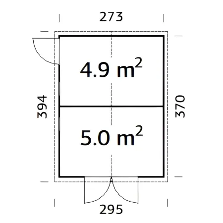 Casetta in Legno 273x370 cm 16 mm Doppia Porta Finestre con Pavimento