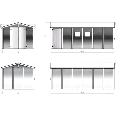 Casetta in Legno 273x550 cm 16 mm Doppia Porta Finestre con Pavimento