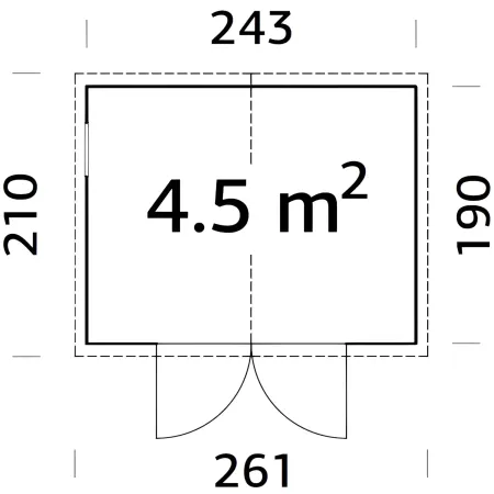 Casetta in Legno 243x190 cm 16 mm Doppia Porta Finestre con Pavimento