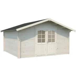 Casetta in Legno da Giardino 4x4 Blockhouse 34 mm Porta Doppia Vetrata