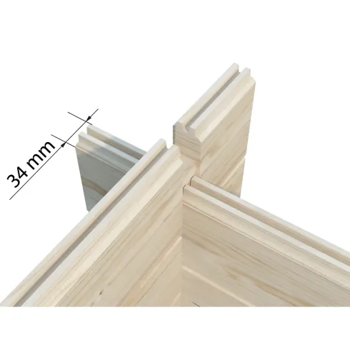 Casetta in Legno da Giardino 4x4 Blockhouse 34 mm Porta Doppia Vetrata