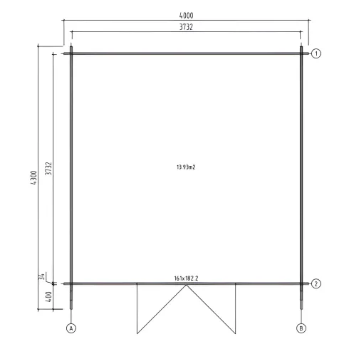 Casetta in Legno da Giardino 4x4 Blockhouse 34 mm Porta Doppia Vetrata