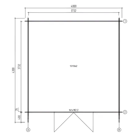 Casetta in Legno da Giardino 4x4 Blockhouse 34 mm Porta Doppia Vetrata