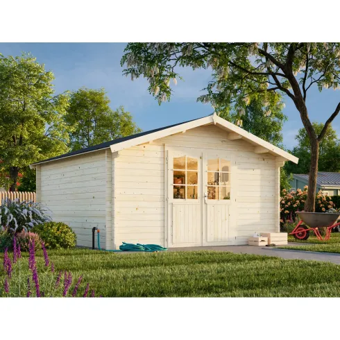 Casetta in Legno da Giardino 4x4 Blockhouse 34 mm Porta Doppia Vetrata
