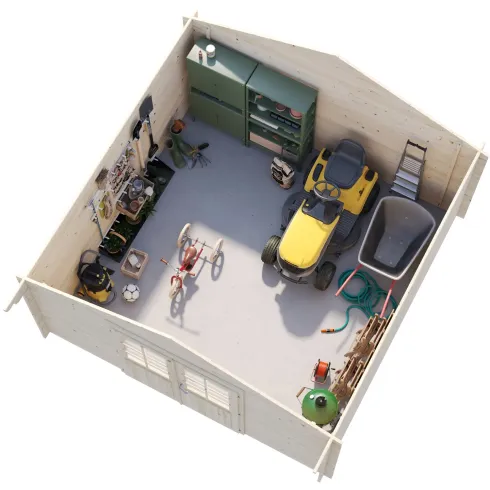 Casetta in Legno da Giardino 4x4 Blockhouse 34 mm Porta Doppia Vetrata