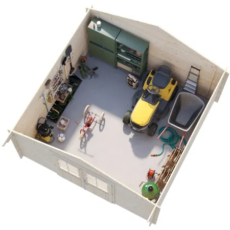 Casetta in Legno da Giardino 4x4 Blockhouse 34 mm Porta Doppia Vetrata