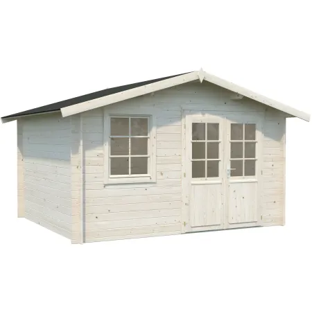 Casetta in Legno 380x320 cm Blockhouse 28 mm Doppia Porta Finestra