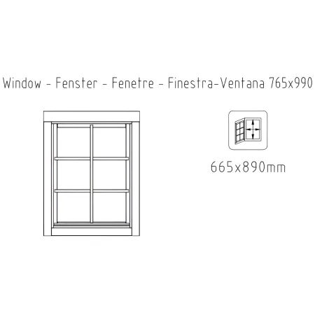 Casetta in Legno 380x320 cm Blockhouse 28 mm Doppia Porta Finestra