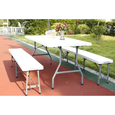 Panca Pieghevole Richiudibile per Set Birreria Acciaio da Giardino Campeggio