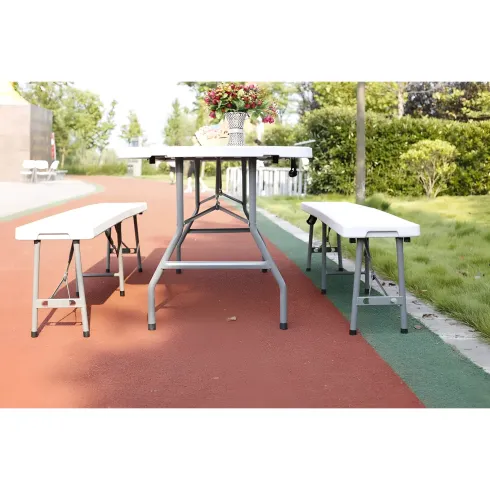 Panca Pieghevole Richiudibile per Set Birreria Acciaio da Giardino Campeggio