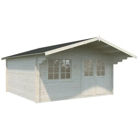 Casetta in Legno 446x446 cm Blockhouse 40 mm Doppia Porta Finestra