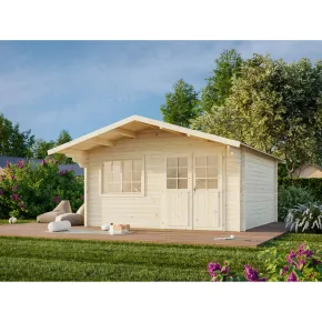 Casetta in Legno 446x446 cm Blockhouse 40 mm Doppia Porta Finestra 2
