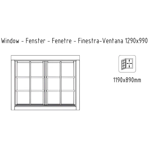 Casetta in Legno 446x446 cm Blockhouse 40 mm Doppia Porta Finestra
