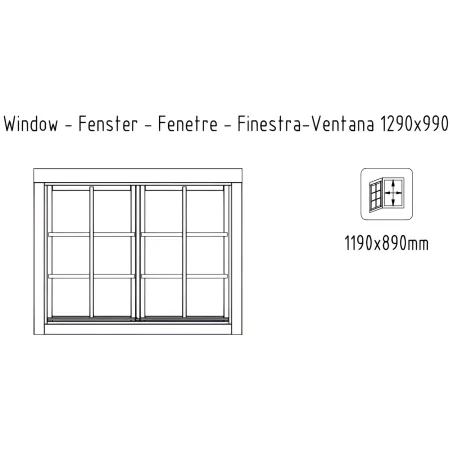 Casetta in Legno 446x446 cm Blockhouse 40 mm Doppia Porta Finestra
