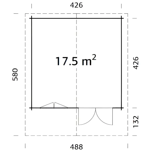 Casetta in Legno 446x446 cm Blockhouse 40 mm Doppia Porta Finestra