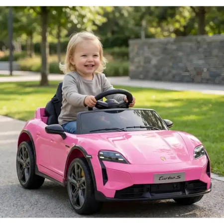 Auto Elettrica per Bambini Porsche Taycan 12V Rosa Telecomando
