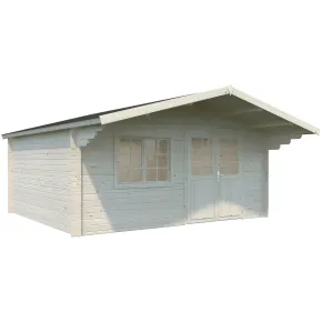 Casetta in Legno 500x445 cm Blockhouse 40 mm Doppia Porta Finestra