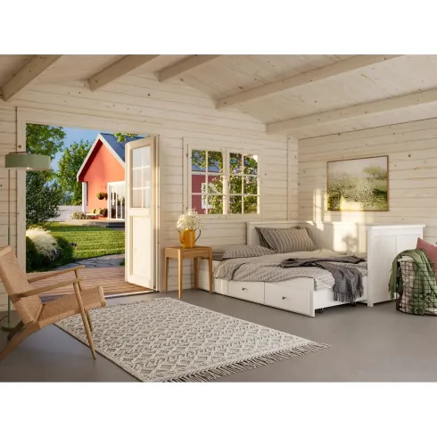 Casetta in Legno 500x445 cm Blockhouse 40 mm Doppia Porta Finestra