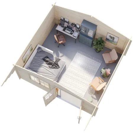 Casetta in Legno 500x445 cm Blockhouse 40 mm Doppia Porta Finestra