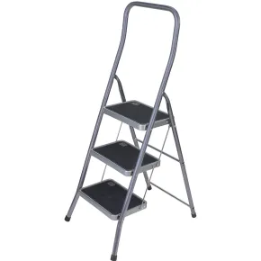Sgabello Scaletta Pieghevole Facal 3 Gradini 37x25 Acciaio Nero Salvaspazio