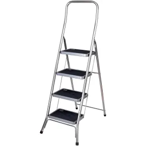 Sgabello Scaletta Pieghevole Facal 4 Gradini Antiscivolo Acciaio Nero