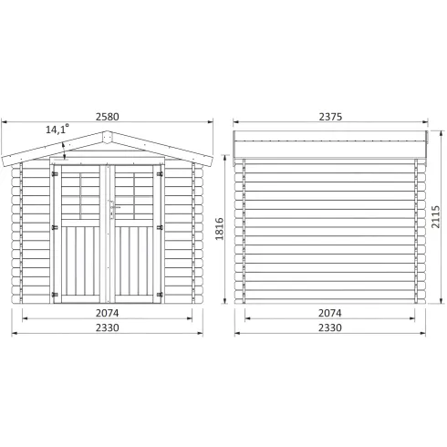 Casetta in Legno di Abete 2,33x2,33 da Esterno