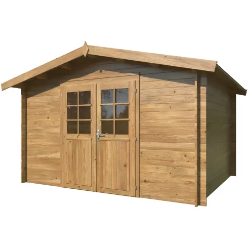 Casetta in Legno Impregnato 358x296 cm Blockhouse 28 mm Porta Doppia