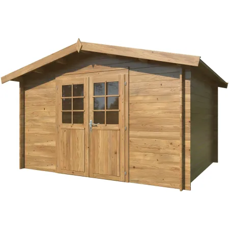 Casetta in Legno Impregnato 358x296 cm Blockhouse 28 mm Porta Doppia