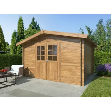 Casetta in Legno Impregnato 358x296 cm Blockhouse 28 mm Porta Doppia