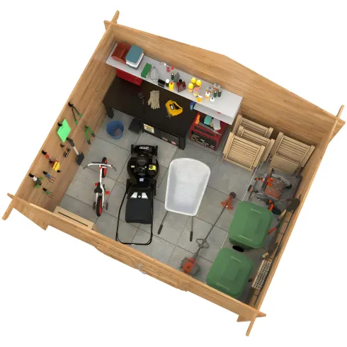 Casetta in Legno Impregnato 358x296 cm Blockhouse 28 mm Porta Doppia
