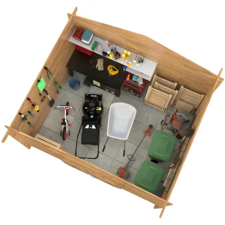 Casetta in Legno Impregnato 358x296 cm Blockhouse 28 mm Porta Doppia