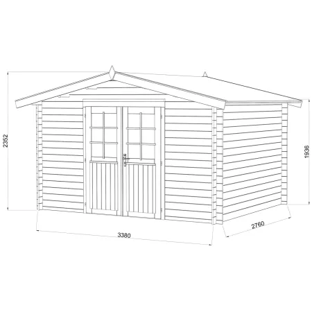 Casetta in Legno Impregnato 358x296 cm Blockhouse 28 mm Porta Doppia