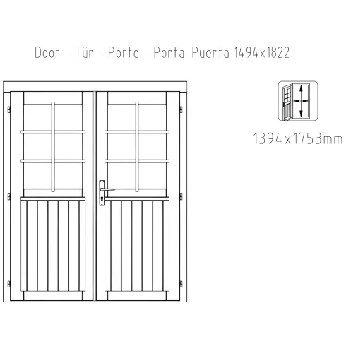 Casetta in Legno Impregnato 358x296 cm Blockhouse 28 mm Porta Doppia