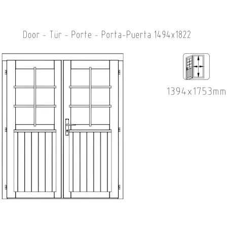 Casetta in Legno Impregnato 358x296 cm Blockhouse 28 mm Porta Doppia