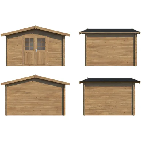 Casetta in Legno Impregnato 358x296 cm Blockhouse 28 mm Porta Doppia
