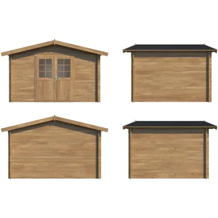 Casetta in Legno Impregnato 358x296 cm Blockhouse 28 mm Porta Doppia
