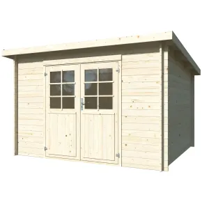 Casetta in Legno Naturale 28 mm 322x292 cm Blockhouse Doppia Porta