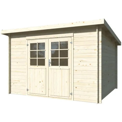 Casetta in Legno Naturale 28 mm 322x292 cm Blockhouse Doppia Porta