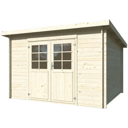 Casetta in Legno Naturale 28 mm 322x292 cm Blockhouse Doppia Porta