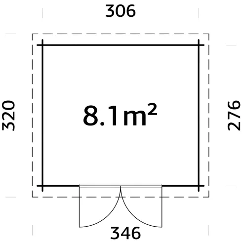 Casetta in Legno Naturale 28 mm 322x292 cm Blockhouse Doppia Porta