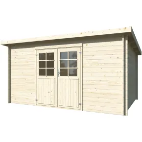 Casetta in Legno Naturale 28 mm 406x292 cm Blockhouse Doppia Porta
