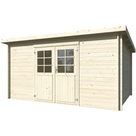 Casetta in Legno Naturale 28 mm 406x292 cm Blockhouse Doppia Porta