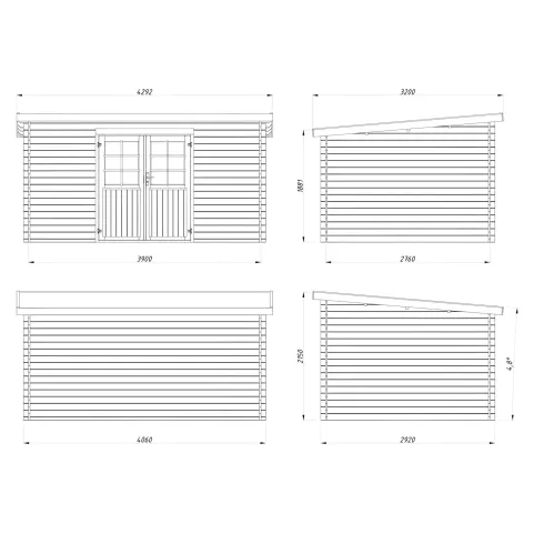 Casetta in Legno Naturale 28 mm 406x292 cm Blockhouse Doppia Porta