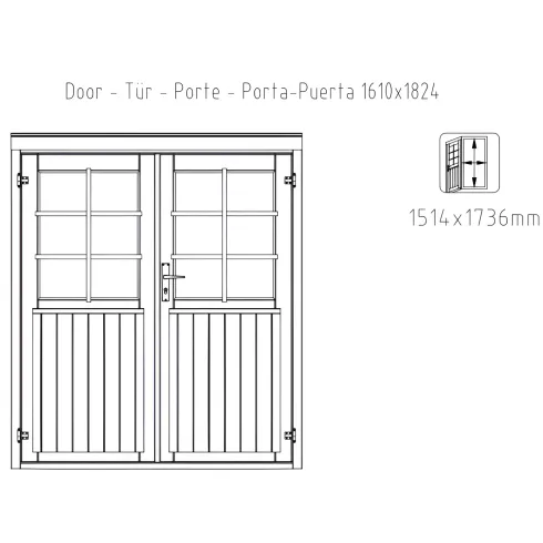 Casetta in Legno Naturale 28 mm 406x292 cm Blockhouse Doppia Porta