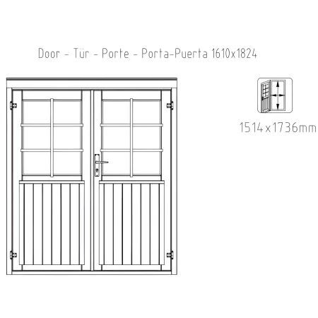 Casetta in Legno Naturale 28 mm 406x292 cm Blockhouse Doppia Porta